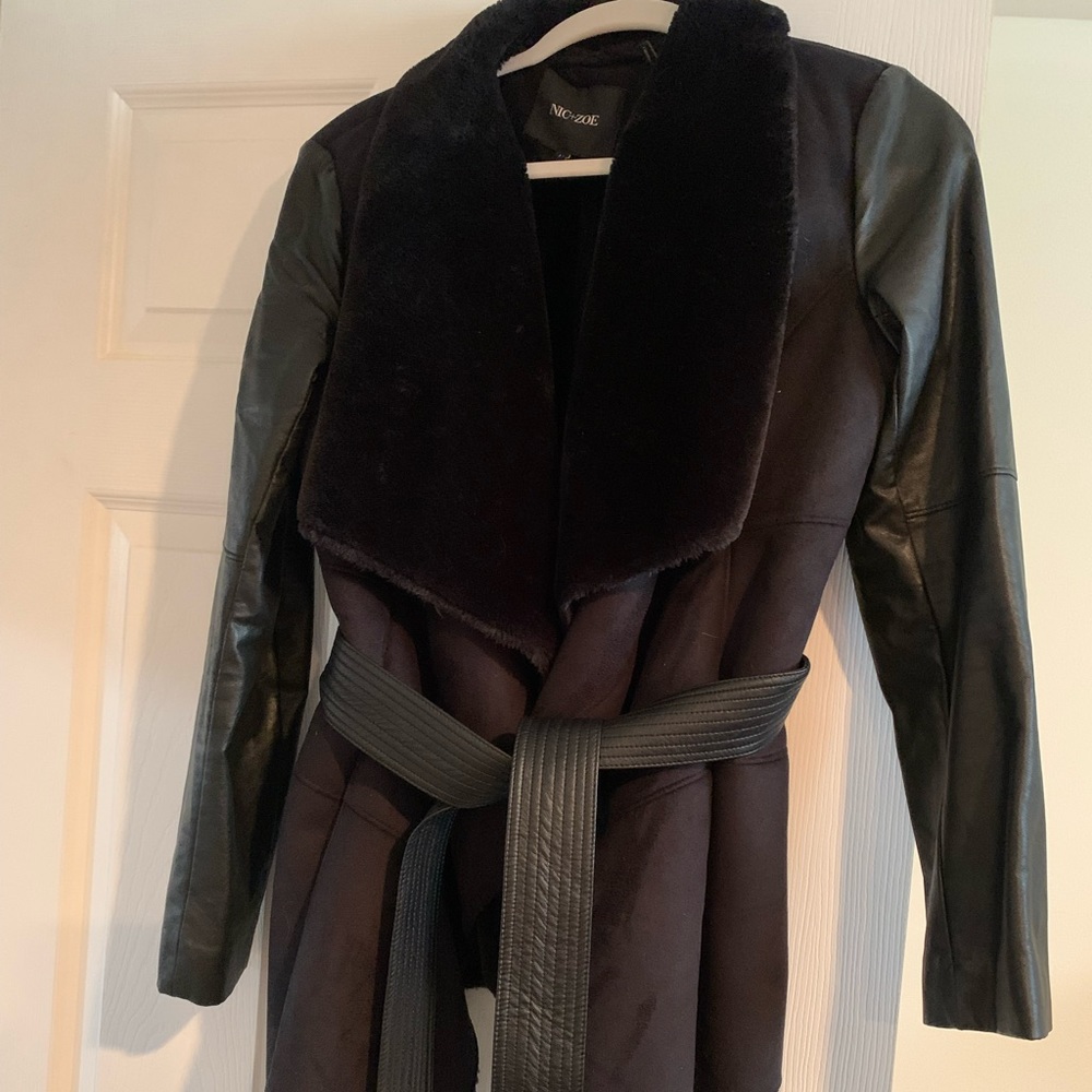 Nic & Zoe black leather/suede coat